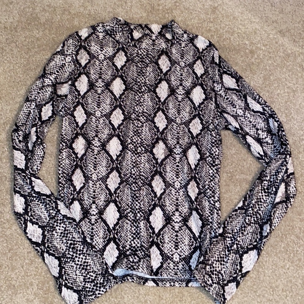 Snakeskin high neck long sleeve top